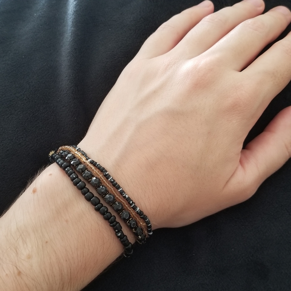 Black Beaded Bracelet Set
